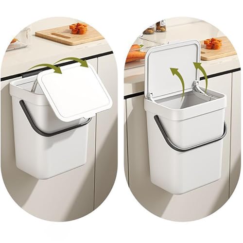 Wall Mounted Trash Can Space-Saving Waterproof | Under Sink Bin Kitchen for Garbage Disposal Bathroom Bedroom Home Office RV Dorm Apartment Cabinet Door - size: 3L
