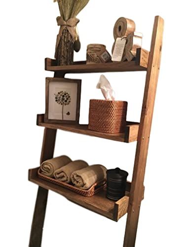 Over-the-Toilet Ladder Shelf - Space-Saving Bathroom Storage Solution (Natural)