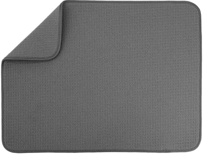 S&T INC. Dish Drying Mat, 18" x 24", XL, Charcoal Grey | Absorbent Microfiber, Extra Large Kitchen Counter Mat for Dishes, Utensils, Pots and Pans, Machine Washable - size: 18" x 24"