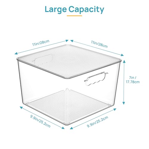 Vtopmart 8 Pack Extra Large Clear Stackable Storage Bins with Lids, 11inch Organizer Bins with Handle for Onions and Potatoes, Plastic Containers for Pantry, Freezer, Kitchen, Closet Organization - size: With Lid