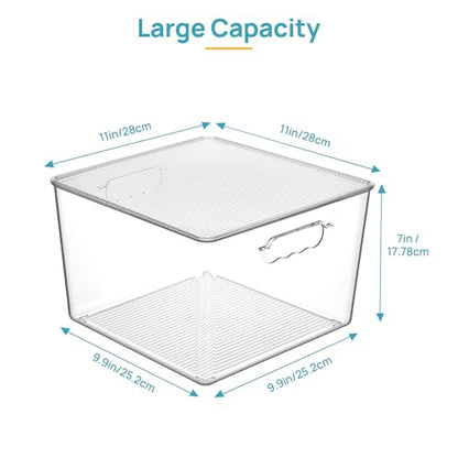 Vtopmart 8 Pack Extra Large Clear Stackable Storage Bins with Lids, 11inch Organizer Bins with Handle for Onions and Potatoes, Plastic Containers for Pantry, Freezer, Kitchen, Closet Organization - size: With Lid