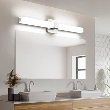 32in Bathroom Light Fixtures Over Mirror, Brushed Nickel Modern LED Vanity Lighting, Dimmable Bath Wall Lights Bright White Light - color: Brushed Nickel - Dimmable, size: 32 inch