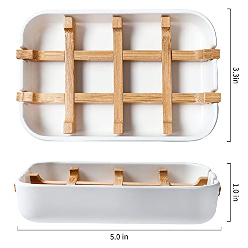 Soap Dishes for Bar Soap,2 Pack Environmentally-Friendly Bathroom Soap Dishes (Removable),2Pcs/Set Bamboo Soap Dishes Holder,Bathroom Sink Soap Dish,White - color: 2pcs-white