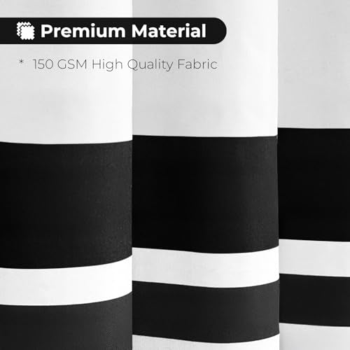 Black and White Shower Curtain Farmhouse Striped Shower Curtain 72 X 72 | Water-resistant fabric, textured fringe detail, modern boho styling, decorative bathroom update for tubs and showers - size: 72"W x 72"L (Pack of 1)