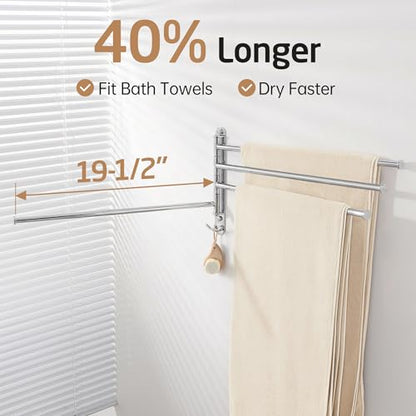 KES Swivel Towel Rack, Swing Arm Towel Bar 4-Arm Extra Long 19.5" Swing Out Towel Rack for Bathroom Wall, Hand Towel Rack Wall Mounted 18/8 Stainless Steel Polished Finish, A2103S4L50 | Swing Out Towel Rack for Bathroom Wall, Hand Towel Rack Wall Mounted,