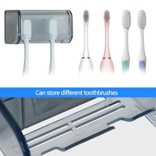 2 PCS Wall-Mounted Toothbrush Holder with Cover, 2-Slot Organizer for Bathroom, Shower, Dorm, Cabinet (Clear) - color: 2pack