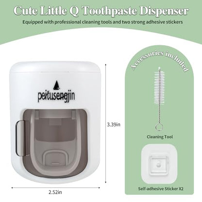 Toothpaste Dispenser,Wall-Mounted Automatic Toothpaste,Designed specifically for Home use, with Adhesive Pad and Cleaning Brush (No Design)