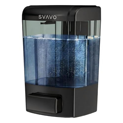 SVAVO Wall Mounted Soap Dispenser Kitchen Bathroom Manual Soap Dispenser Refillable Hand soap Dispenser for Liquid Contianers Shampoo Gel Chamber for Household Commerical 23.7oz (700ml) ABS - color: Black