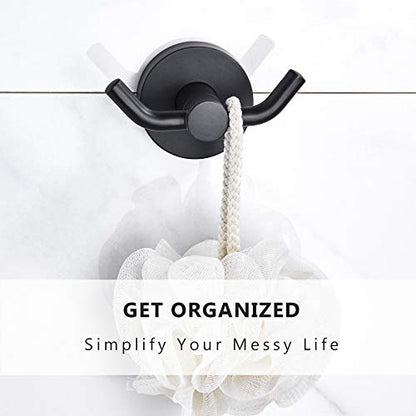 MARMOLUX ACC - 2pack Black Bathroom Hooks for Towels | Modern Black Hooks, Double Robe & Towel Hooks Ideal as Bathroom Towel Holder, Shower Wall Hook, Kitchen Hand Towel Holder - color: Matte Black (2pcs)