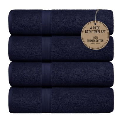 Large Bath Towels - Luxury & Cozy (28" x 56") 100% Cotton, Extra Soft - Versatile, Perfect as Spa Towel, Hotel Towels - Royal Blue (Set of 4) - color: Royal Blue