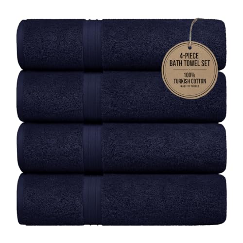 Large Bath Towels - Luxury & Cozy (28" x 56") 100% Cotton, Extra Soft - Versatile, Perfect as Spa Towel, Hotel Towels - Royal Blue (Set of 4) - color: Royal Blue