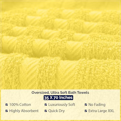 DAN River 2 Pack Bath Sheets Extra Large 35x70, Large Bath Towels for Adults, XL Oversized Heavy Duty Towel Set, 600 GSM 100% Ring Spun Cotton, Soft Quick Dry, Yellow - color: Yellow