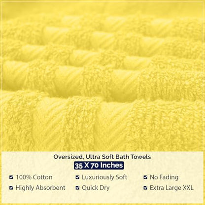 DAN River 2 Pack Bath Sheets Extra Large 35x70, Large Bath Towels for Adults, XL Oversized Heavy Duty Towel Set, 600 GSM 100% Ring Spun Cotton, Soft Quick Dry, Yellow - color: Yellow