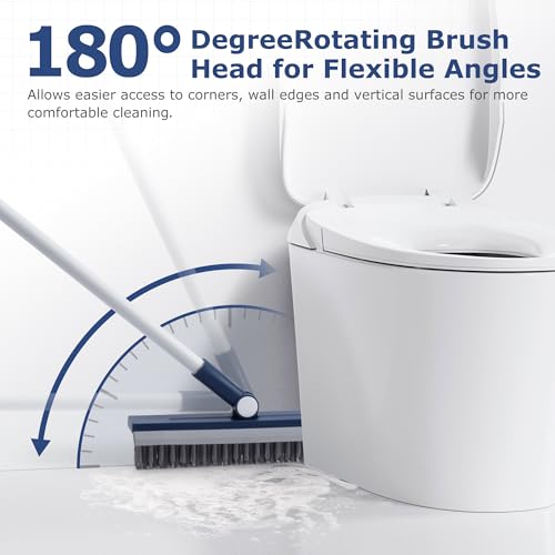 IVYROLL Grout Brush with Long Handle, Grout Cleaner Brush for Tile Floors | Stiff Bristles for Crevice, Tile Line, Shower, Kitchen, Bathroom - color: Blue