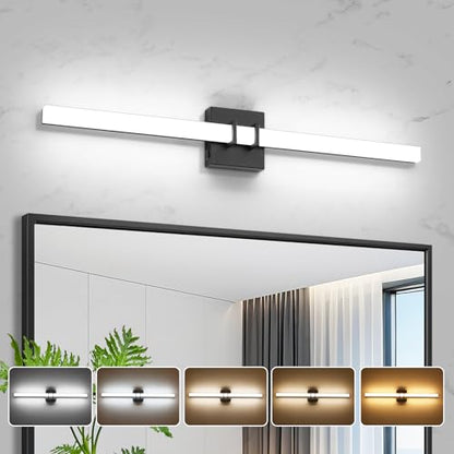 Modern Black Vanity Light Bar 32 Inch, 24W 5CCT Dimmable Bathroom Light Fixtures LED Wall Lighting Fixture - color: Black, size: 32 inch