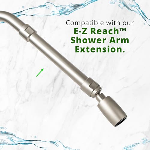 High Sierra® Classic™ Solid Metal 2.0 GPM Award Winning, High Pressure Shower Head. Patented Nozzle Never Clogs. Long Nut Hides Shower Arm Threads. Brushed Nickel Finish - color: Nickel, size: 2 GPM