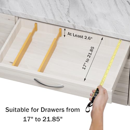 Bamboo Drawer Dividers Organizers, 2.56" High, 17"-21.8" Adjustable, 6 Pack | Expandable Separators, Great for Utensils, Kitchen, Bedroom, Dresser and Office Storage - style: bamboo-6Pack