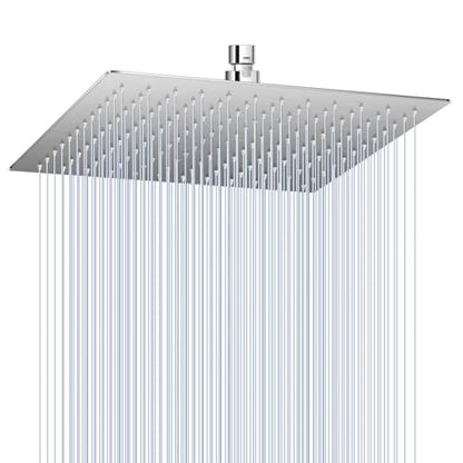 12 inch Brushed Nickel Rain Shower Head - All Metal 304 Stainless Steel, Full Body Rainfall Shower with 144 Silicone Nozzles - Square Showerheads Ceiling or Wall Mount Modern Bathroom - color: Brushed Nickel, size: 12 Inch Square