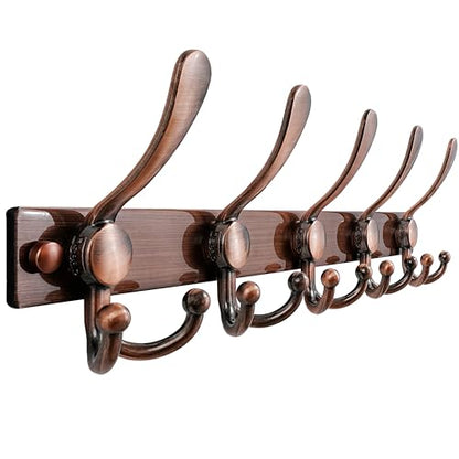Coat Rack Wall Mount, Heavy Duty 12-Gauge Base vs Flimsy 1mm, Double-Thick Solid Anti-Snap Hooks, 16” Stud-Mount, Stainless Steel Hanger for Clothes Hat Entryway Closet Mudroom, Antique Copper - color: Antique Copper, size: L=17" (1pcs)