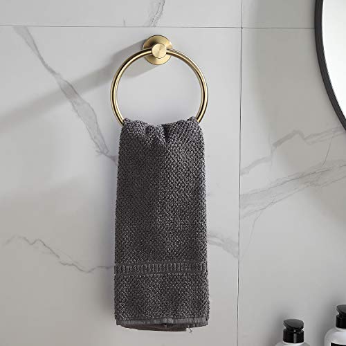 BGL Towel Ring Brushed Gold Stainless Steel 304 Towel Ring Wall Mount Bathroom Towel Holder Round Towel Hanger - color: Brushed Gold