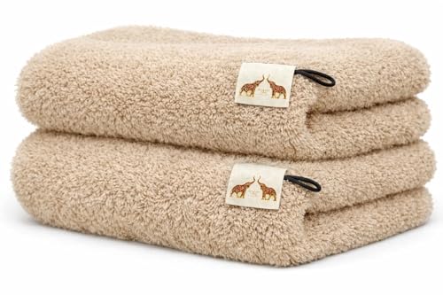 Mango Gifts 100% Cotton Hand Towels – Soft Terry Cotton with High Absorbency, Quick Dry, Lightweight and Durable, Machine Washable Towels for Bathroom, Gym and Spa, 16 x 28 Inch, Set of 2, Beige - color: Beige