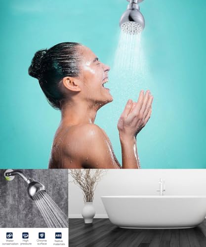 High Pressure Shower Head 3 Inches Showerhead Chrome with Adjustable Swivel Joint Best Pressure Boosting Wall Mount Fixed Bathroom Showerhead For Low Flow Showers Anti-clog leak 1.8 GPM DOE CEC - color: 1Pcs