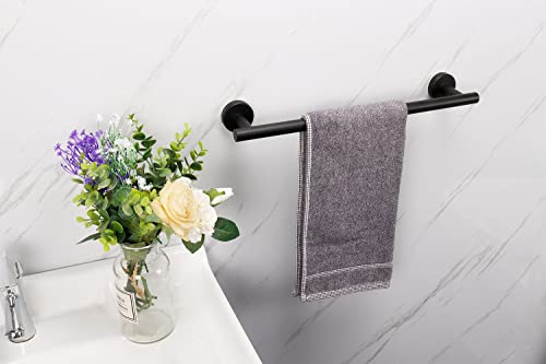 TocTen Bath Towel Bar - Thicken SUS304 Stainless Steel Bathroom Towel Holder, Towel Rod for Bathroom Heavy Duty Wall Mounted Towel Rack Hanger (16IN, Black) - color: Black, size: 16IN