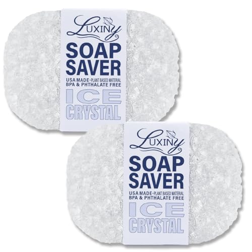 Soap Savers for Bar Soap & Shampoo Bar Holder, American Made by Luxiny, Lifts Soap in Soap Dishes & Shower Soap Holders –Bars & Soap Lasts Longer- Made from Plant Materials (Ice Crystal 2 Pack) - color: Ice Crystal - 2 Pack