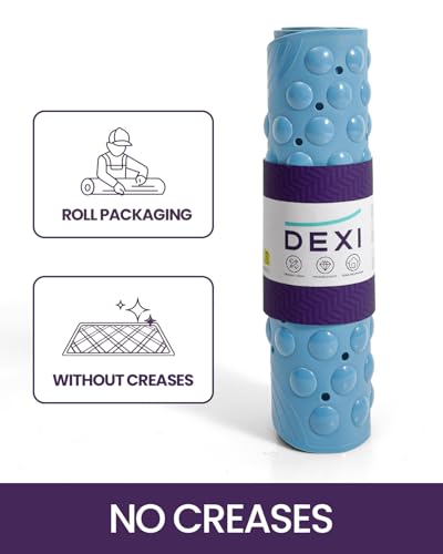 DEXI Bathtub Mat Non Slip 16x35, Shower Floor Mats for Bathroom Bath Tub | Blue Washable Oval Bathmat, Suction Cups and Drain Holes to Keep Tubs Clean - color: All Blue