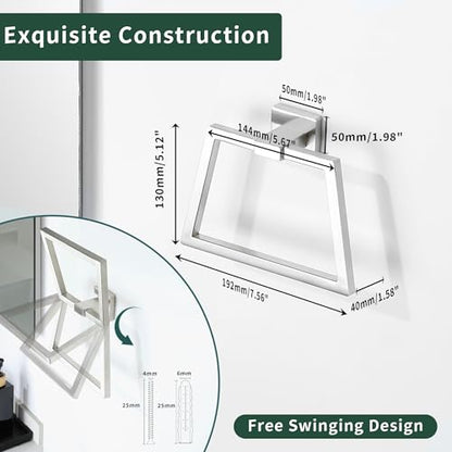 Alise Hand Towel Holder for Bathroom Wall Mount,Brushed Nickel | Trapezoid Bath Towel Ring Towel Rack for Bathroom Kitchen Walls,SUS304 Stainless Steel Towel Hanger for Bathroom - color: Brushed Nickel