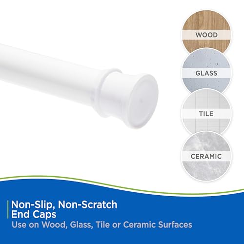 Kenney - Twist & Fit Cam-Lock Tension Shower Curtain Rod, 1" Diameter Durable Metal Construction, Adjustable 24"–40", No-Tools Installation, Secure Hold for Standard Showers, White