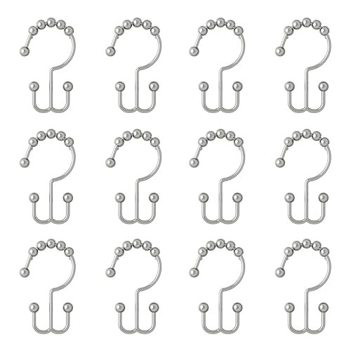 Zenna Home Shower Curtain Hooks, Chrome, Set of 12 – Premium Shower Curtain and Liner Rings with Double Roller Glide and Double-Sided Design – Rust Resistant - color: Chrome
