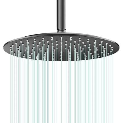 All Metal Rain Shower Head - Heavy Duty Stainless Steel, Easy Install, High Water Flow, Ultra-Thin Modern Design for Bathroom (D-Matte Black, 12) - color: D-Matte Black, size: 12