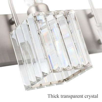 Ralbay Brushed Nickel Bathroom Vanity Light Crystal Modern 5 Light Bathroom Wall Lighting Fixtures Over Mirror - color: Square-Brushed Nickel, size: 5-light