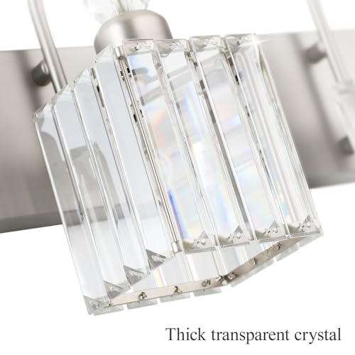 Ralbay Crystal Brushed Nickel Vanity Light for Bathroom 4-Light Modern Bathroom Light Fixtures - color: Square-Brushed Nickel, size: 4-light
