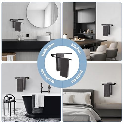 BGL Swivel Towel Bar for Bathroom Matte Black,Swing Out Double Towel Bar 2-Arm Kitchen Wall Mounted Towel Hanger Holder for Bathroom Organizer - color: Matte Black