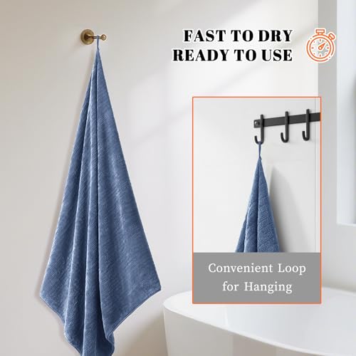 Bath Towels Set of 4 Extra Large 35 x 70 Inches,Luxury Thick High Absorbent and Quick Dry Bath Sheet,Ultra Soft Microfiber,Bathroom,Beach,Yoga,Sport,SPA,Fitness (Electric Blue) - color: Electric Blue, style: 4 Piece Bath Towels
