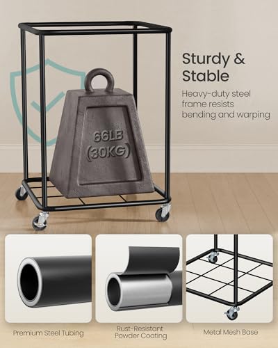 SONGMICS Laundry Basket with Wheels, Rolling Laundry Hamper with Steel Frame, Removable Liner Bag,45 Gallon (170 L), Slate Gray URLS031GN01 - color: Slate Gray, size: 170L-Rectangular