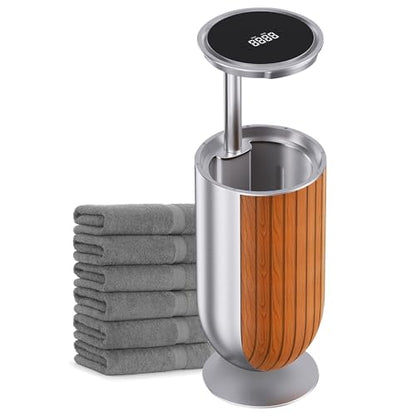 27L Large Towel Warmer Bucket Dryer – Rapid Heating with Automatic Lift Cover, Negative Ion Freshening, 4 Heat Settings & Aromatherapy – Perfect for Towels, Blankets & Bathrobes (Silver) - color: Silver (Auto Lift)