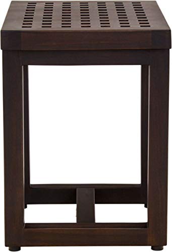AquaTeak 18" Grate Mocha-Shield Teak Shower Bench - A. Bench | Durable, Water-Resistant Teak, Shower Chair & Shaving Foot Rest, Indoor/Outdoor Use