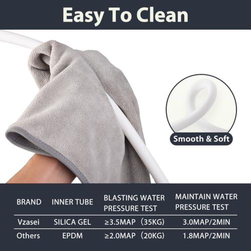 Vazai 59 Inches White Silicone Shower Hose Extra Long | Flexible Anti-Kink Designed Replacement Handheld Shower Hose Extension for RV, Showerhead, Sprayer, Bidet, Pet Cleaning - color: White, size: 59 In