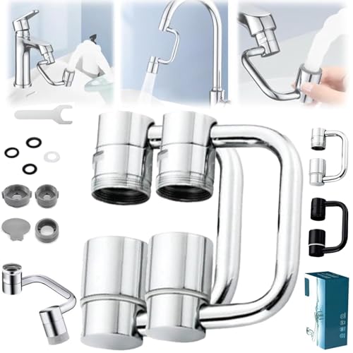 Universal Sink Faucet 1440° Rotatable Faucet Aerator Extension, U Shaped Faucet Extender, 360° Rotating Faucet Extender for Bathroom Sink/Kitchen, Sink Faucet Extender, 2 Modes Adjustable (2*Silver) - color: 2*Silver