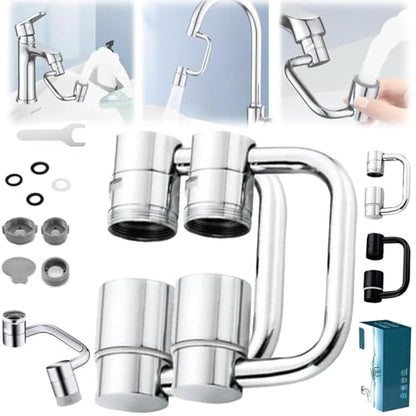 Universal Sink Faucet 1440° Rotatable Faucet Aerator Extension, U Shaped Faucet Extender, 360° Rotating Faucet Extender for Bathroom Sink/Kitchen, Sink Faucet Extender, 2 Modes Adjustable (2*Silver) - color: 2*Silver