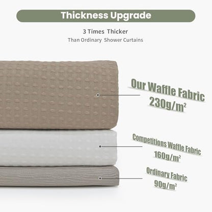 Inhousolu Fabric Shower Curtain, Waffle Weave 230 GSM Polyester, Weighted Hem, Metal Hooks Included, Water Repellent Washable, 72 x 72 Inch, Beige - color: Beige, size: 72"W x 72"L (Pack of 1)