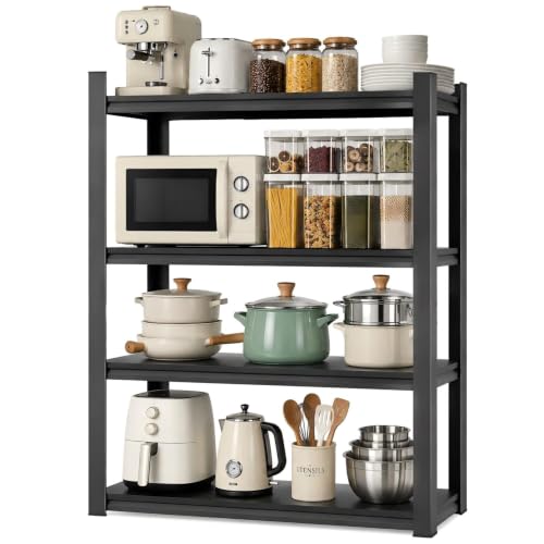 4-Tier Metal Bakers Rack, 39"W x18"D x 63"H Adjustable Kitchen Pantry Shelf | Freestanding Microwave Stand Organizes Cookware, Appliances, Snacks, Jars, Sturdy Closet Shelving Fits Pantry Essentials - size: 39"W*18"D*63"H-4 TIER
