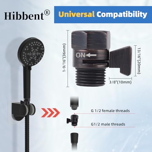 Hibbent All Metal 1 Pack Shower Head Flow Control Valve, G1/2 Brass Shut-off Valve with Handle Lever, Shut OFF Water Flow Control Regulator for Handheld Shower, or Bidet Sprayer, Oil-Rubbed Bronze - color: Oil Rubbed Bronze