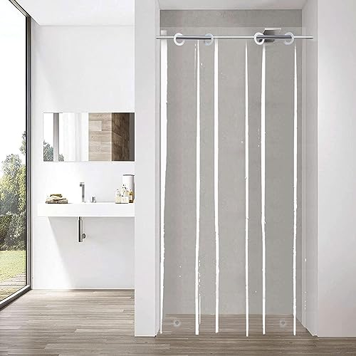 No Hook Needed Half Clear Shower Curtain Liner 36x74 for Bathroom | PEVA Plastic Vinyl Waterproof Heavy Duty Hook Free Curtain Stall Size for Single Dorm Shower Room - color: Clear, size: 36"W x 74"L (Pack of 1)
