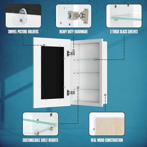 Medicine Cabinet No Mirror, Without Mirror, For Bathroom Storage 14x24 | Houseables Recessed Medicine Cabinet, 17x27, 14x24, Hidden In Wall Niche, Picture Frame, Concealed, Built In, Shelf Insert - size: 14" x 24" ID, 17" x 27" OD