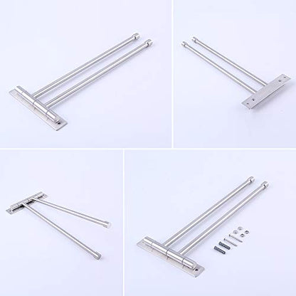 GERZWY Bathroom Swing Arm Towel Bars 2-Arm Wall Mount Stainless Steel Bath Towel Rack Hanger Towel Holder Organizer Brushed Finish HYG02-LS - color: Brushed