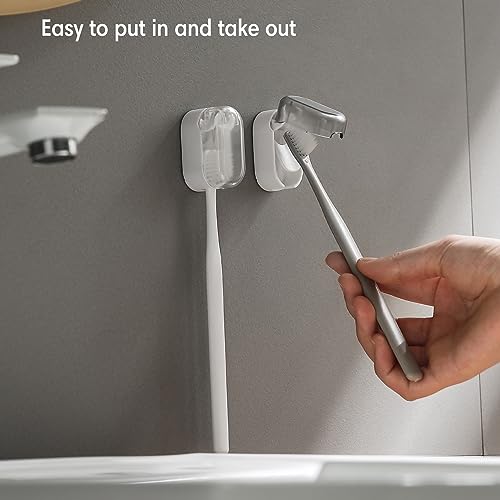 BALUCA 3 PCS Travel Toothbrush Head Covers Caps, Tooth Brush Protector Case Wall Mounted Hanging Rack Organizer for Travel, Camping, Bathroom, School, Business (Grey) - color: Grey